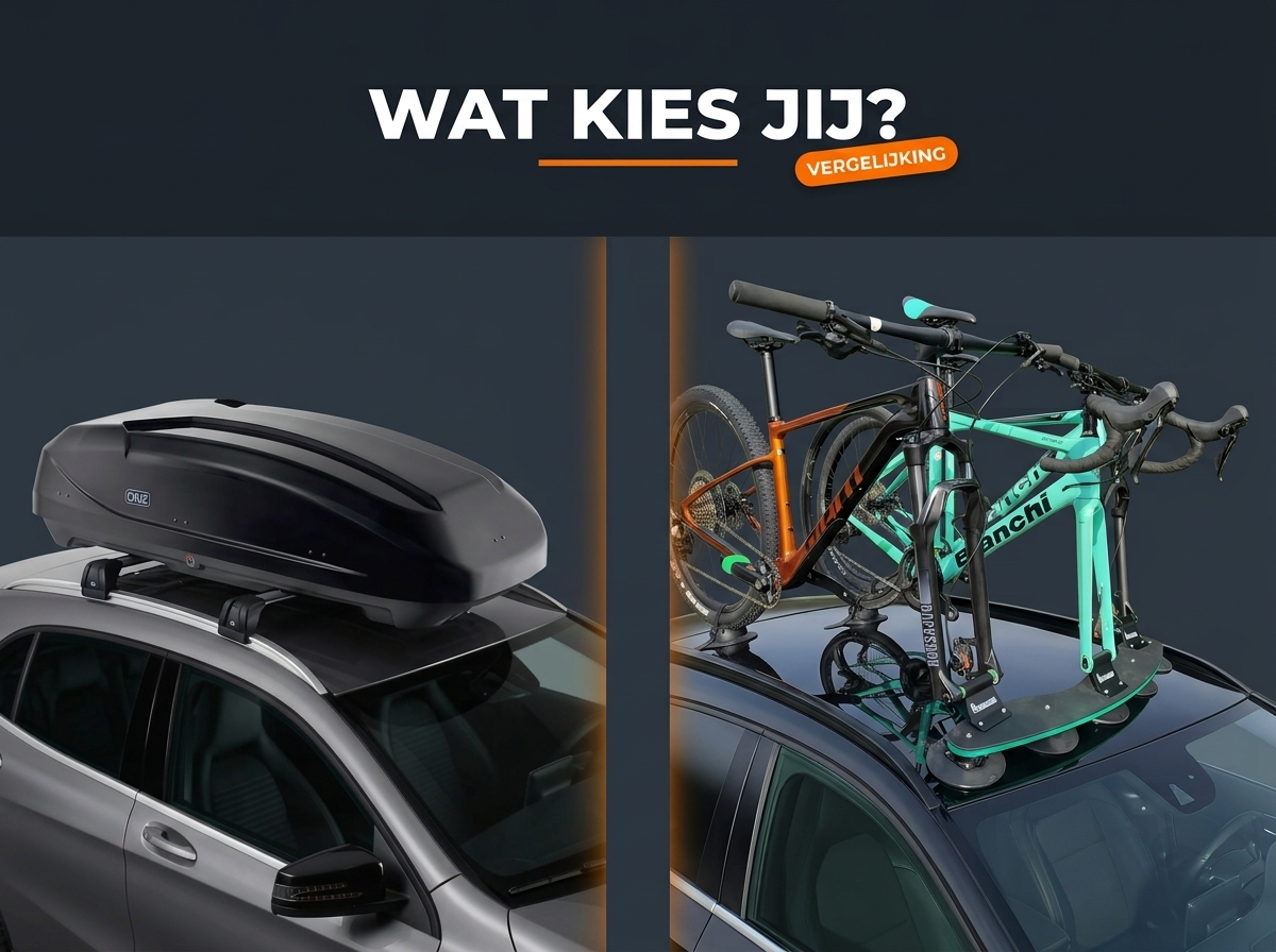 Dakkoffer of fietsendrager op autodak voor extra laadruimte
