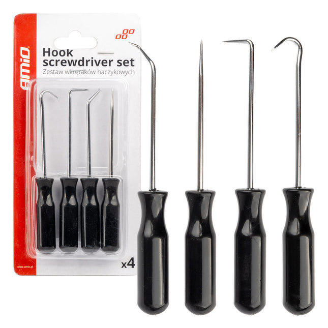 AMiO Precisie Pick en Haak Set 4-delig - Universeel Gereedschap voor Auto Reparatie, Elektronica, Hobby en DIY Werkzaamheden - VCTparts.nl