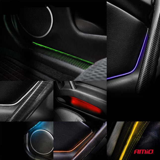 AMiO Flexible LED Strips RGB 12V – Set van 2x30cm met Afstandsbediening Controller – Decoratieve Interieur en Exterieur Verlichting voor Auto - VCTparts.nl