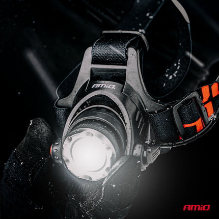 AMiO LED Hoofdlamp T6 3600mAh Met Zoomfunctie - Aluminium Behuizing en Oplaadbare Batterijen voor Outdoor Werkplaats en Noodsituaties