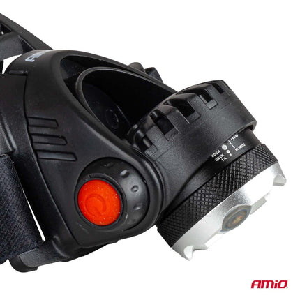 AMiO LED Hoofdlamp T6 3600mAh Met Zoomfunctie - Aluminium Behuizing en Oplaadbare Batterijen voor Outdoor Werkplaats en Noodsituaties