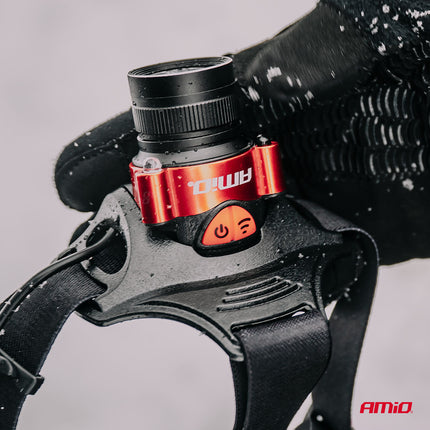 AMiO LED Hoofdlamp T6 3600mAh Met Bewegingssensor Zoomfunctie en ABS+Aluminium Behuizing - voor Werk Outdoor en Noodsituaties