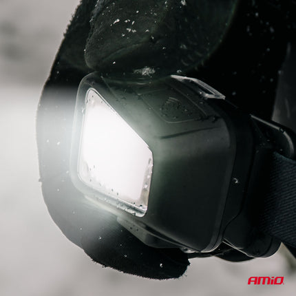 AMiO LED Hoofdlamp COB 1800mAh met Bewegingssensor - USB Oplaadbaar en Verstelbare Hoofdband - Voor Outdoor Workshop en Noodsituaties