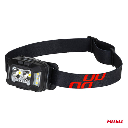 AMiO LED Hoofdlamp 2xXPG+10SMD 1800mAh SUPER BRIGHT – USB Oplaadbaar Met Multi-Lichtmodi - Voor Outdoor Workshop en Noodsituaties