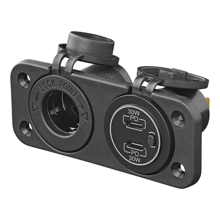 ProPlus Inbouw Kit 12V Stekkerdoos met 2x USB C Snellader 3A voor Auto