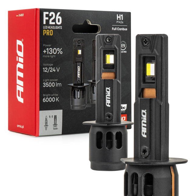 AMiO LumiTec F26 Night Breakers H1 +130% PRO LIMITED LED Koplampen - 68W 12V 24V FULL CANBUS Dimlicht Grootlicht