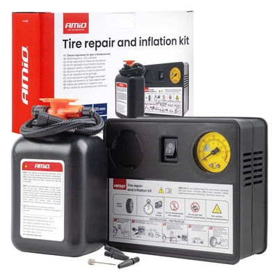 AMiO Bandenreparatie- en Oppompset 31mm Cilinder 12V - Krachtige Compressor Lekke Band Repareren en Oppompen Auto