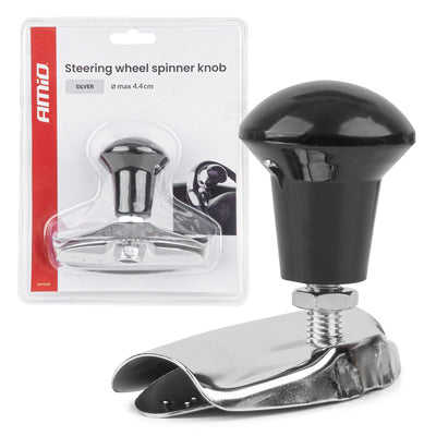 AMiO Stuurknop Zilver - Draaiknop Stuurhulp voor Auto en Bestelwagen - Eenhandig Sturen