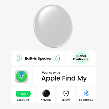 VCTparts 2 - Pack Smart Tag Bluetooth/GPS Locatie Tracker met Live Tracer Maps en Anti - Diefstal Functie - Werkt met Zoek Mijn App - IOS/iPhone - Wit Combideal 3