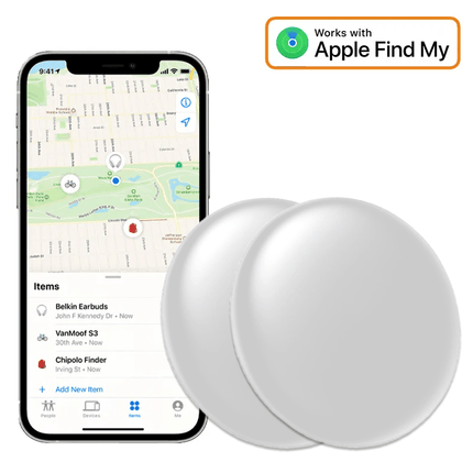 VCTparts 2 - Pack Smart Tag Bluetooth/GPS Locatie Tracker met Live Tracer Maps en Anti - Diefstal Functie - Werkt met Zoek Mijn App - IOS/iPhone - Wit Combideal 1