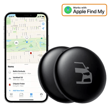 VCTparts 2 - Pack Smart Tag Bluetooth/GPS Locatie Tracker met Live Tracer Maps en Anti - Diefstal Functie - Werkt met Zoek Mijn App - IOS/iPhone zwart Combideal 1