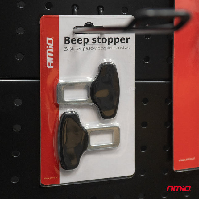 AMiO Gordel Clip Alarmstopper Set van 2 Stuks Zwart-Zilver