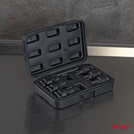 AMiO Bit Slagdoppenset T55-T100 6-delig - Torx Krachtdoppen
