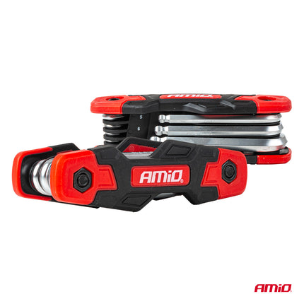 AMiO Opbouwbare Imbus Sleutelset 8 stuks CRV – Compacte 8-delige set voor montage en werkplaats met Bolpunt Hex Keys inbus