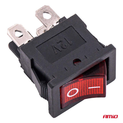AMiO Inbouw Lever Switch 20A 12V 24V - Professionele Auto Schakelaar met Rode LED Indicatie voor 12V en 24V Voertuigen