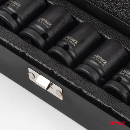 AMiO Korte Slagdoppen 10-delig 10-22mm - Compacte Krachtdoppenset