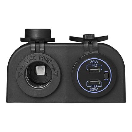 ProPlus Opbouw Kit 12V Stekkerdoos met 2x USB C Snellader 2 Weg 3A voor Auto