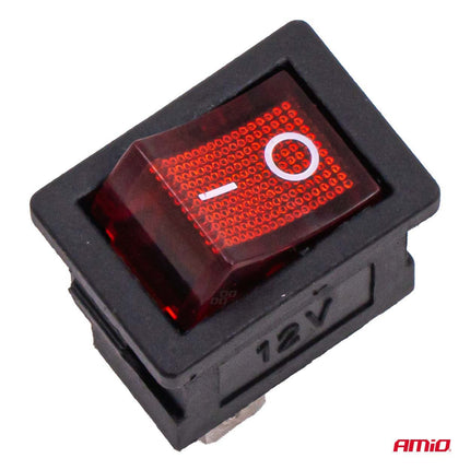 AMiO Inbouw Lever Switch 20A 12V 24V - Professionele Auto Schakelaar met Rode LED Indicatie voor 12V en 24V Voertuigen