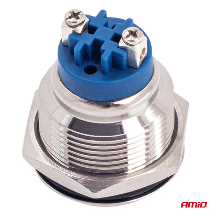 AMiO Ronde RVS Schakelaar 19mm ON/OFF 5A 12V 230V - Duurzame Auto en Elektronica Schakelaar voor Paneelinstallatie