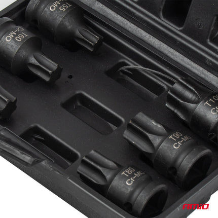 AMiO Bit Slagdoppenset T55-T100 6-delig - Torx Krachtdoppen
