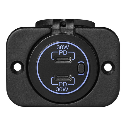 ProPlus USB Snellader Inbouw Type C 2 Weg 12V 24V met Montageplaat