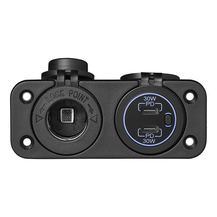 ProPlus Inbouw Kit 12V Stekkerdoos met 2x USB C Snellader 3A voor Auto