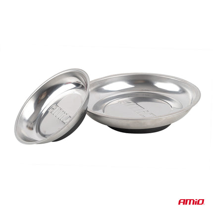 AMiO Magnetische Onderdelenbak Set RVS 110mm + 150mm Magneetschalen 2 stuks
