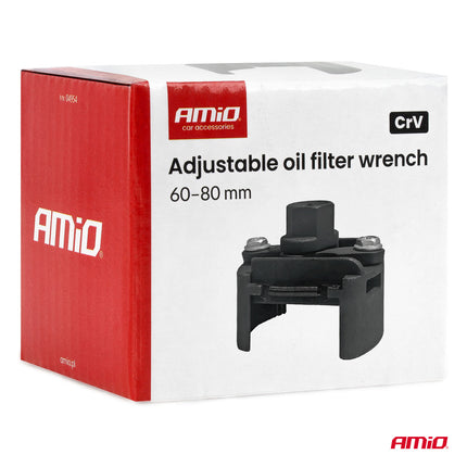 AMiO Verstelbare Oliefiltersleutel 60-80mm CrV Staal voor Auto Onderhoud