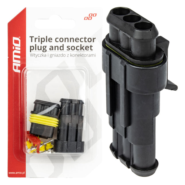 AMiO 3-Weg Connector Stekker & Stopcontact Set - VCTparts.nl