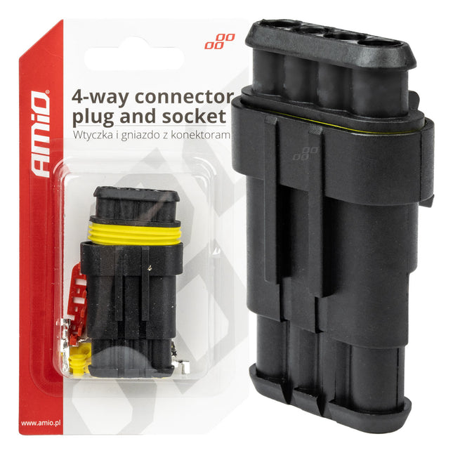 AMiO 4-Weg Connector Stekker & Stopcontact Set - VCTparts.nl