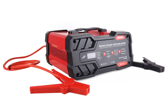 Acculader 12V-24V met Jump Starter 75A – Automatische Battery Charger – Startbooster Auto & Vrachtwagen – Smart Charger 12A Heavy Duty - VCTparts.nl