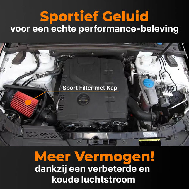 Audi A4 B8 en A5 8T 2.0T 2007-2016 – Koude Luchtinlaat Kit – Sport Openluchtfilter met Inlaatpijp - VCTparts.nl