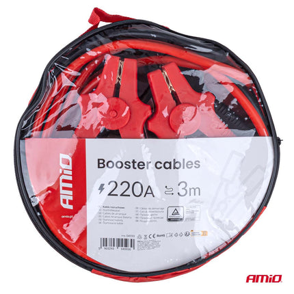 Booster Cables 220A 3m TÜV – Professionele Startkabels voor 12V Voertuigen
