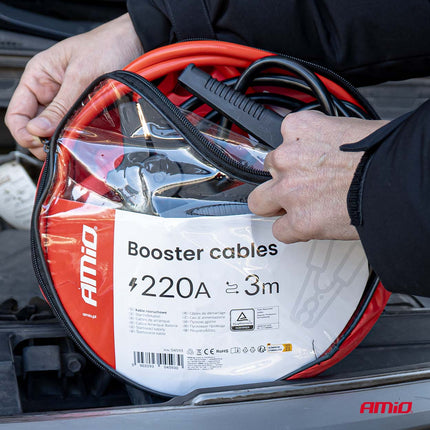 Booster Cables 220A 3m TÜV – Professionele Startkabels voor 12V Voertuigen