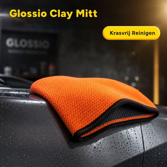 Glossio Clay Mitt Microvezel Schoonmaak Handschoen voor Vuilverwijdering Oranje