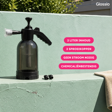 Glossio Professionele Handmatige Foam Spuit Drukschuimer Pomp met Sproeikoppen voor Detailing (2 Liter)