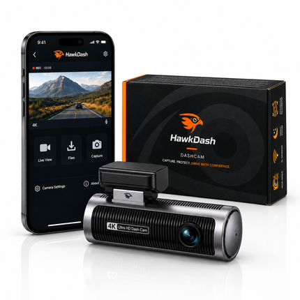 HawkDash 4K Dashcam met WiFi en GPS – Sony Starvis 2 Nachtzicht, 170° Groothoek, Parkeermodus en Loop Recording [USB-C 3840x2160]