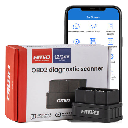 AMiO Geavanceerde OBD2 Bluetooth Diagnosetool PIC25K80 DC24K – Professionele Draadloze Autodiagnose voor Voertuigen - VCTparts.nl