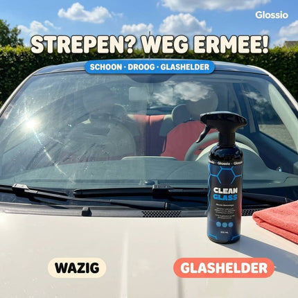 Glossio Clean Glass Premium Ruitenreiniger 500ML - Streeploze Glasreiniger voor Autoruiten met Krachtige Vuilverwijdering en Kristalhelder Resultaat