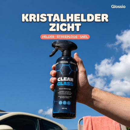 Glossio Clean Glass Premium Ruitenreiniger 500ML - Streeploze Glasreiniger voor Autoruiten met Krachtige Vuilverwijdering en Kristalhelder Resultaat