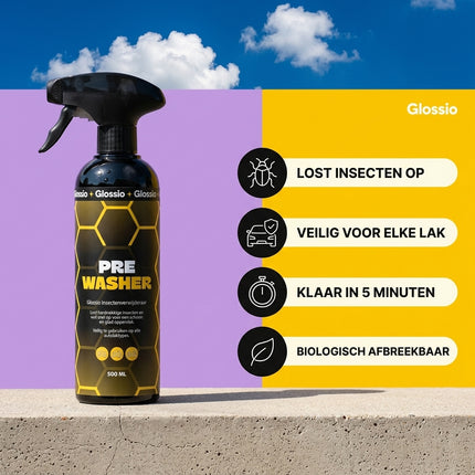 Glossio Active Pre Washer Premium Vuil en Insectenverwijderaar 500ML - Krachtige Auto Voorreiniger voor Hardnekkig Vuil en Insecten zonder Schade