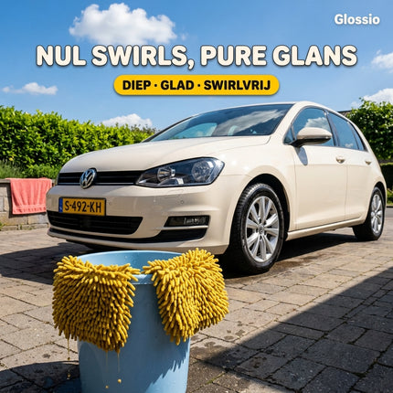 Glossio Auto Reinigings Washandschoen Washmitt met Absorberende Microvezel voor Streeploos Glansresultaat Geel