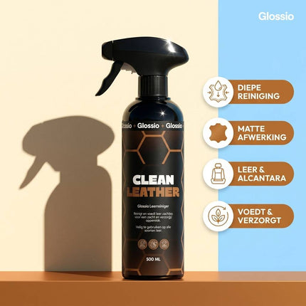 Glossio Clean Leather Premium Leer en Alcantara Reiniger 500ML – Voor een Dieptereiniging en Matte Afwerking