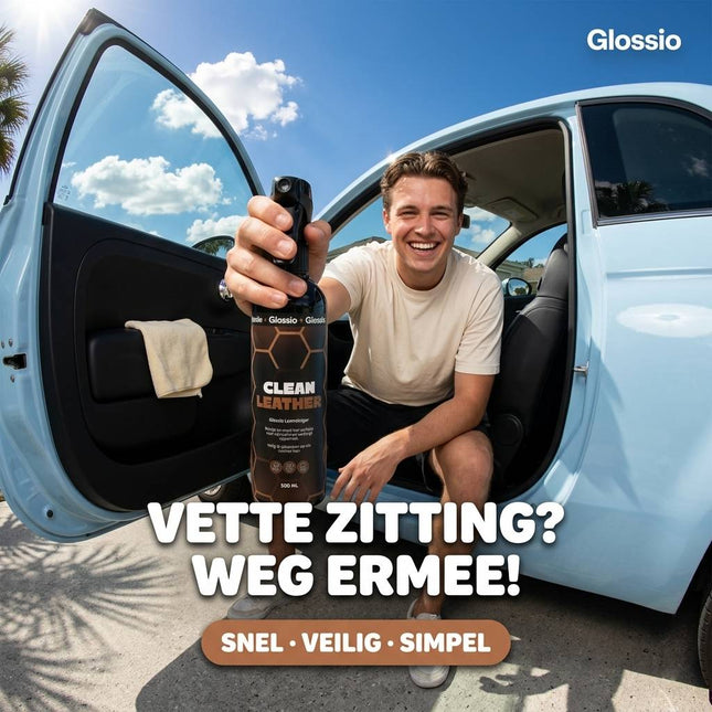 Glossio Clean Leather Premium Leer en Alcantara Reiniger 500ML – Voor een Dieptereiniging en Matte Afwerking