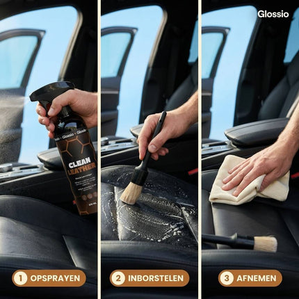 Glossio Clean Leather Premium Leer en Alcantara Reiniger 500ML – Voor een Dieptereiniging en Matte Afwerking