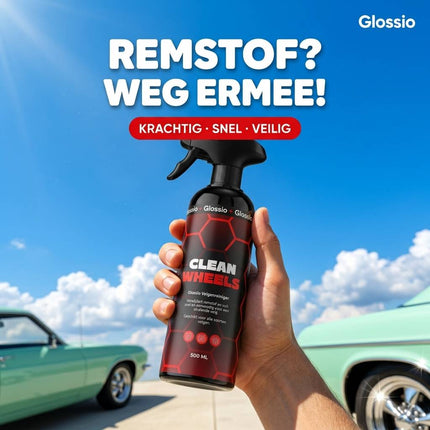 Glossio Clean Wheels Premium Velgenreiniger 500ML - Krachtige Remstof en Vuil Verwijderaar voor Alle Velgen met Veilig Glanzend Resultaat