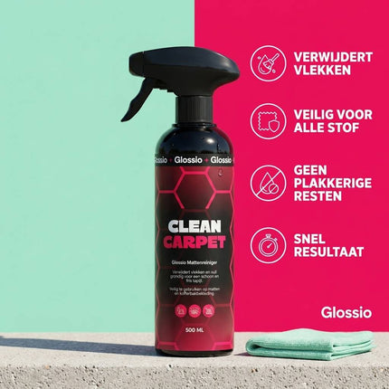 Glossio Clean Carpet 500ML Tapijtreiniger voor Auto Bekleding - Verwijdert Hardnekkige Vlekken en Vuil uit Automatten en Stoffen Interieur