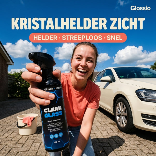 Glossio Clean Glass Premium Ruitenreiniger 500ML - Streeploze Glasreiniger voor Autoruiten met Krachtige Vuilverwijdering en Kristalhelder Resultaat
