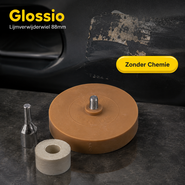 Glossio Lijmverwijderaar Wiel 88mm – Rubberen Schijf voor Lijmresten en Stickers Accessoire voor Boormachine