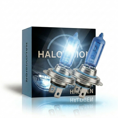 HaloVision Halogeen Koplampen H7 – 12V 3000Lm 5500K Koud Wit – Blauw Glas Super White Dimlicht Grootlicht Halogeenlampen Set van 2 Autolampen